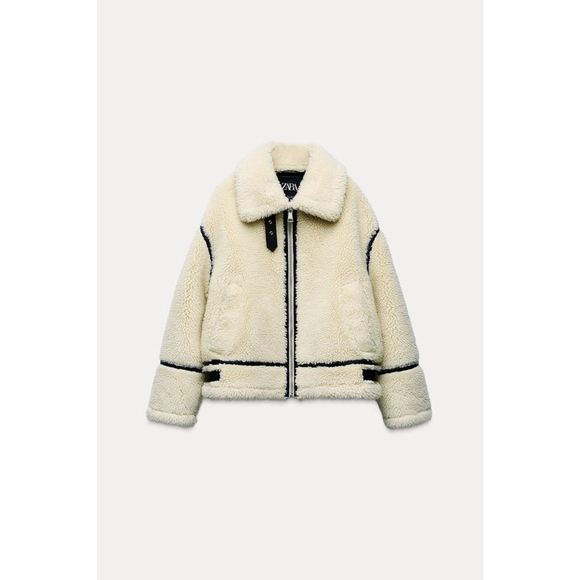 Zara Fleece Biker Jacket Size XS Not - Picture 7 of 11